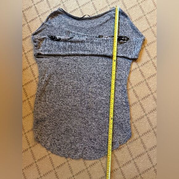 Yetts Los Angeles gray tunic with sequin elbow patches S - Picture 11 of 15